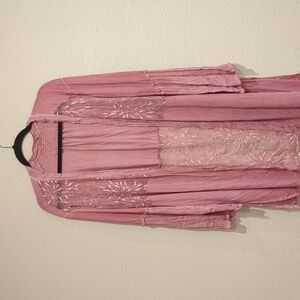POL Pink Bohemian Long Open Kimono Cardigan